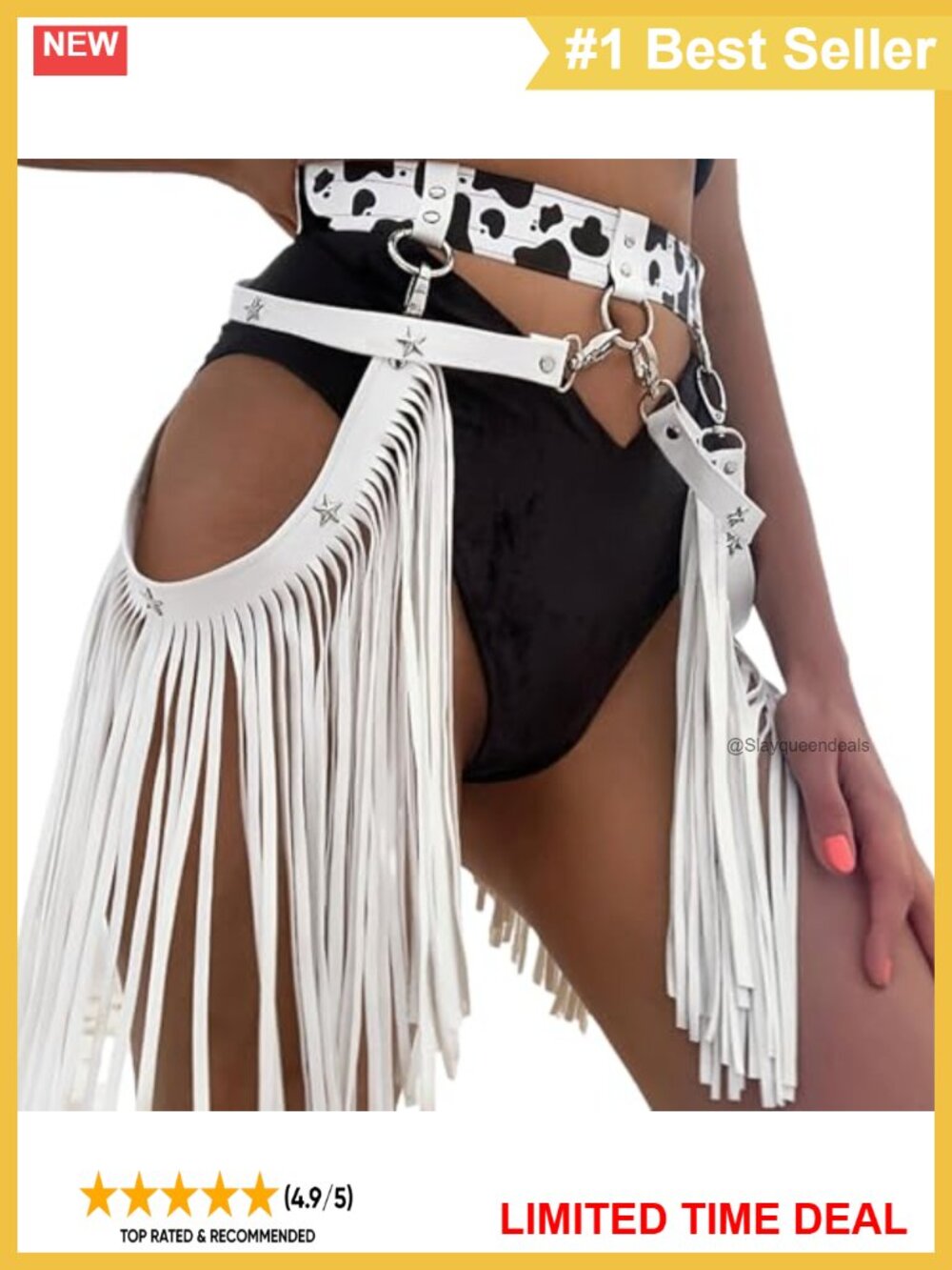 PU Leather Punk Tassel Fringe Waist Belt Rave Body Chain